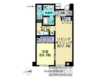 アプリーレ大森山王(1LDK/3階)の間取り写真