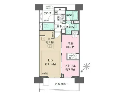 HARUMI FLAGSUN VILLAGE C棟(1LDK/14階)の間取り写真
