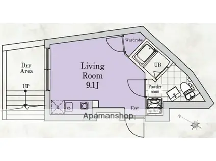 ノゾミオプレミア目黒(ワンルーム/2階)の間取り写真