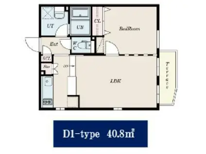PASEO荏原中延(1LDK/1階)の間取り写真