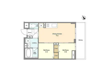 THE GRAND TERRACE WAKABAYASHI(2DK/1階)の間取り写真