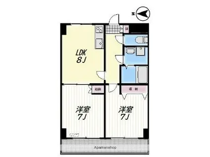 マグノリアハウス(2LDK/2階)の間取り写真