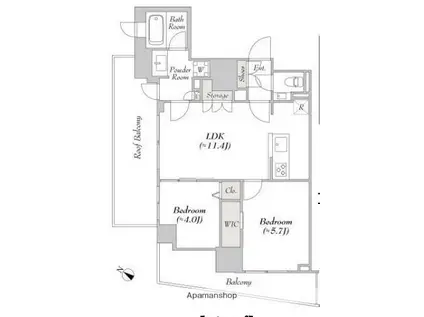 ルミーク北品川(2LDK/8階)の間取り写真