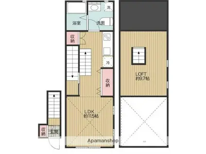 グランジュテ長原(1LDK/2階)の間取り写真