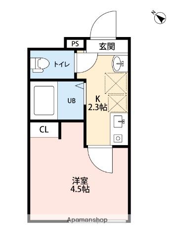 ホワイトパレット品川二葉Ⅰ(1K/2階)の間取り写真