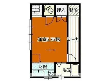 鈴木ハイツ(ワンルーム/2階)の間取り写真