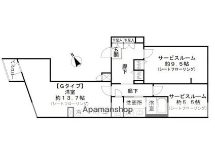 アイディ西馬込12(2LDK/1階)の間取り写真