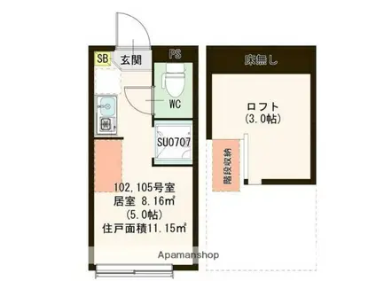 LUANA蒲田(ワンルーム/1階)の間取り写真