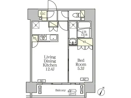 ジオエント白金台(1LDK/6階)の間取り写真
