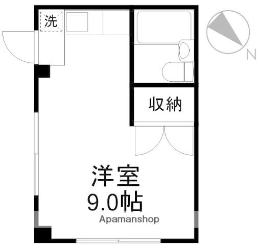 須山ハイツⅡ(ワンルーム/1階)の間取り写真