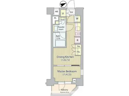 パークリュクス蒲田1丁目(1DK/1階)の間取り写真