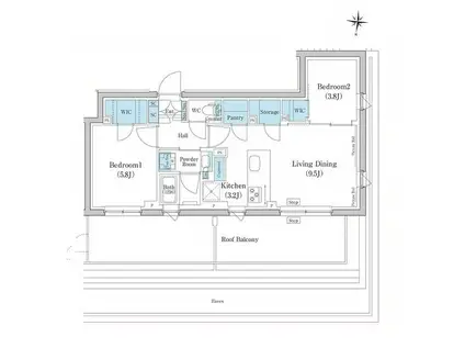 スタイリオ池上サウス(2LDK/4階)の間取り写真