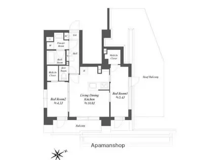 ブランシエスタ品川大井町パークエッジ(2LDK/7階)の間取り写真