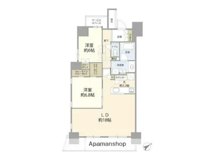 ザ・プレミアスカイ品川中延(2LDK/14階)の間取り写真