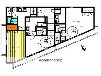 司法書士ビル(1K/3階)の間取り写真