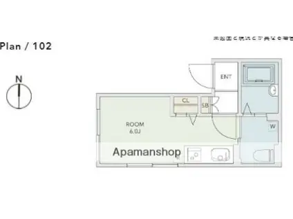 BELL イースト(ワンルーム/1階)の間取り写真