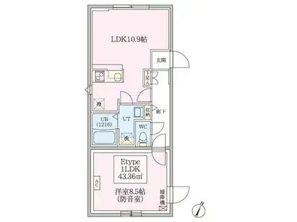 防音マンションスカイラシクラス田園調布本町(1LDK/4階)の間取り写真