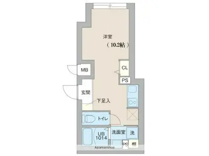 クリオ ラモード目黒洗足(ワンルーム/1階)の間取り写真