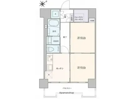 大森西ダイヤモンドマンション(2K/3階)の間取り写真
