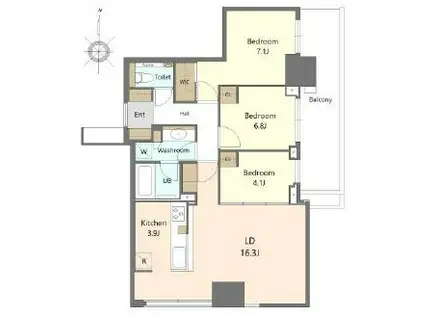 大崎ステーションレジデンス(3LDK/29階)の間取り写真