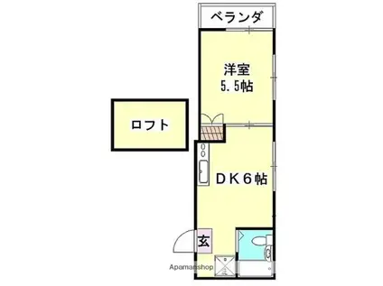 エミオ石川台(1DK/1階)の間取り写真