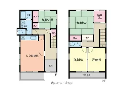 東京都浅草線 戸越駅 徒歩1分 2階建 築50年(4LDK)の間取り写真