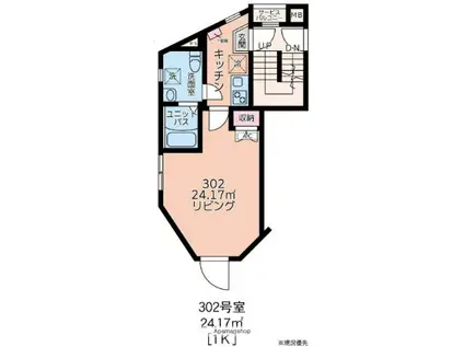 アヴニール多摩川(1K/3階)の間取り写真