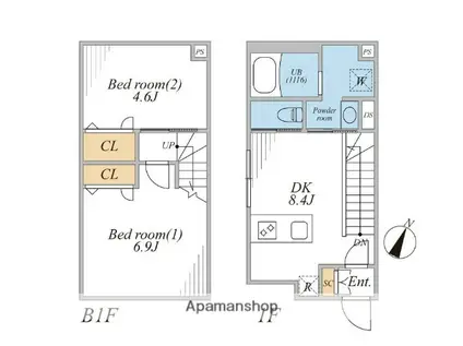 LEGALAND西五反田ANNEX(2DK/1階)の間取り写真