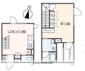 FARE目黒本町(1LDK/4階)の間取り写真
