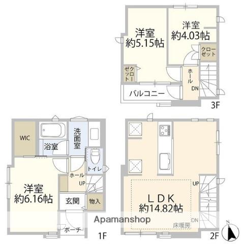 東急池上線 長原駅(東京) 徒歩8分 3階建 築10年(3LDK)の間取り写真