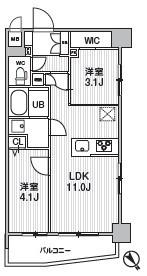 S-RESIDENCE目黒大岡山BRESA(2LDK/3階)の間取り写真