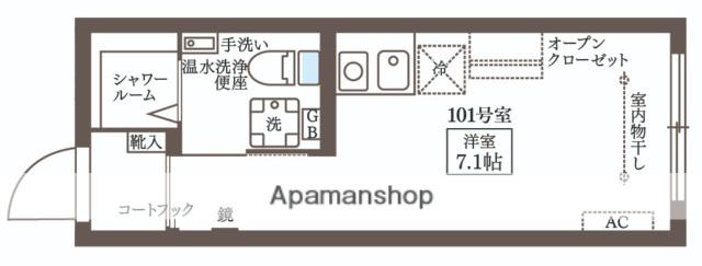 COCOCUBE大井町Ⅱ(ワンルーム/1階)の間取り写真