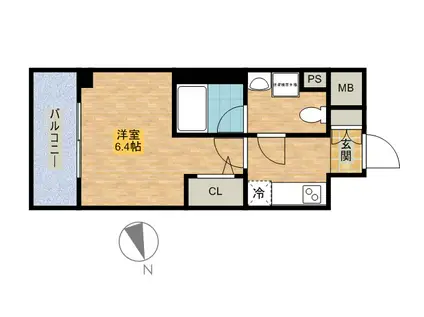 メインステージ江戸川橋Ⅲ(1K/3階)の間取り写真