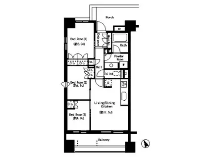 パークアクシス大塚(3LDK/9階)の間取り写真