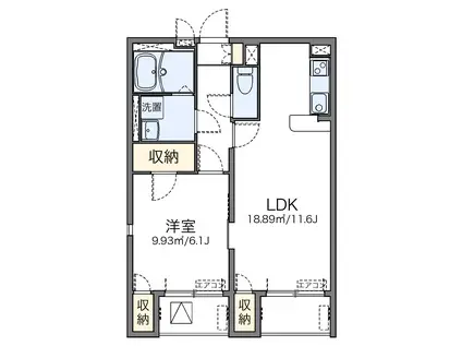 レオネクストサンモールⅢ(1LDK/3階)の間取り写真