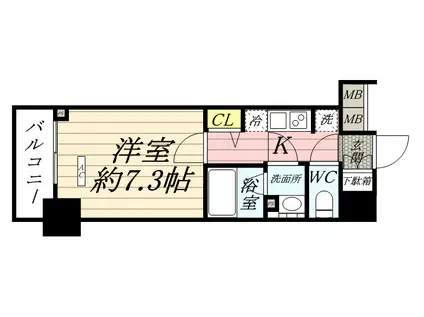 メインステージTOKYO・ノースHYS(1K/2階)の間取り写真