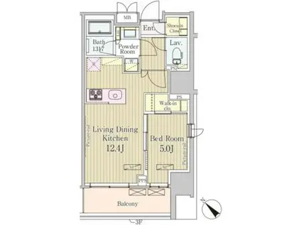 パークアクシス御茶ノ水(1LDK/7階)の間取り写真