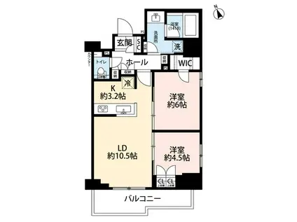 プレール・ドゥーク王子(2LDK/15階)の間取り写真