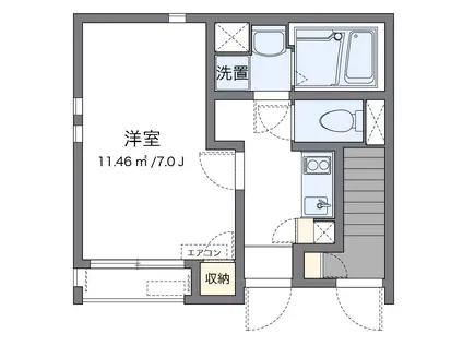 クレイノのぞみ西ヶ原(1K/1階)の間取り写真