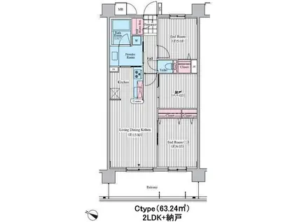 クロスレジデンス東十条(2SLDK/12階)の間取り写真