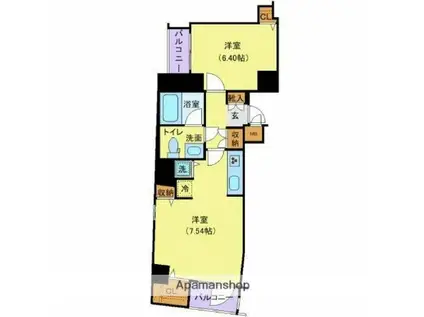 ル・リオン牛込柳町(2K/3階)の間取り写真