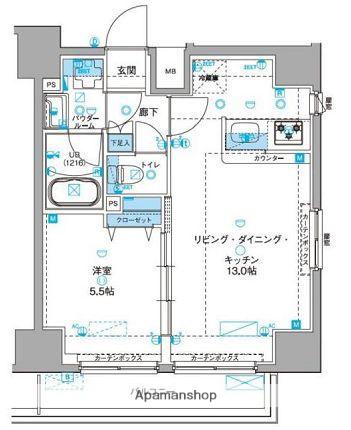 ジェノヴィア浅草Ⅲグリーンヴェール(1LDK/2階)の間取り写真