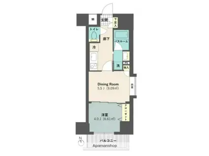 日神デュオステージ浅草(1DK/12階)の間取り写真