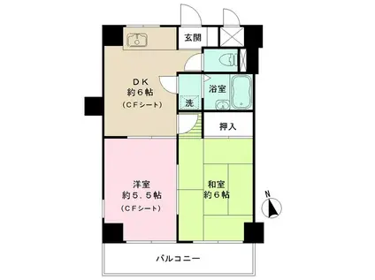 ニューハイム小原(2DK/3階)の間取り写真