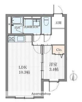 アーキストビル タバタ(1LDK/4階)の間取り写真