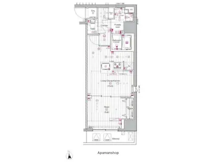 PREMIUM CUBE 上野(1LDK/12階)の間取り写真