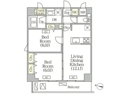 ORSUS志村坂上(2LDK/5階)の間取り写真