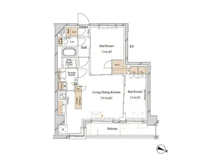 ブランシエスタ江古田(2LDK/2階)の間取り写真
