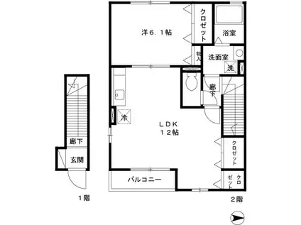 パークヒルズ(1LDK/2階)の間取り写真