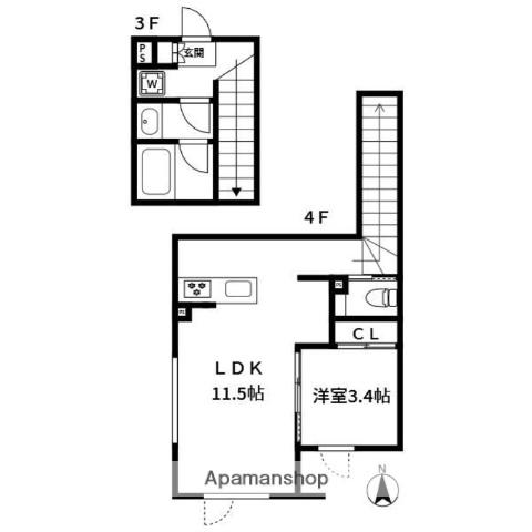 BILLY HOUSE(1LDK/4階)の間取り写真